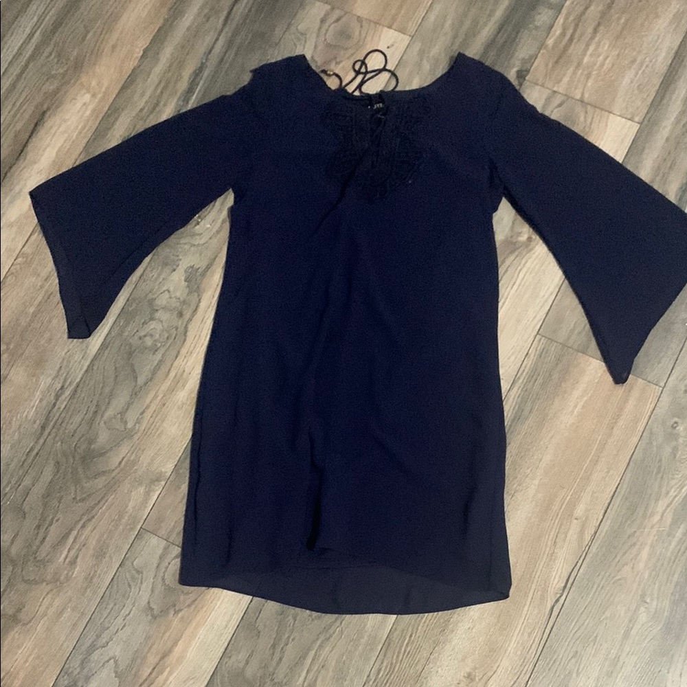 A. Byer Blue Cold Shoulder Bell Sleeve Dress for Cocktail
